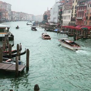 Gondolas and boats in Venice, Italy 